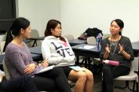 Ms Katherine Lam (right) talking about the concept of social entrepreneurship